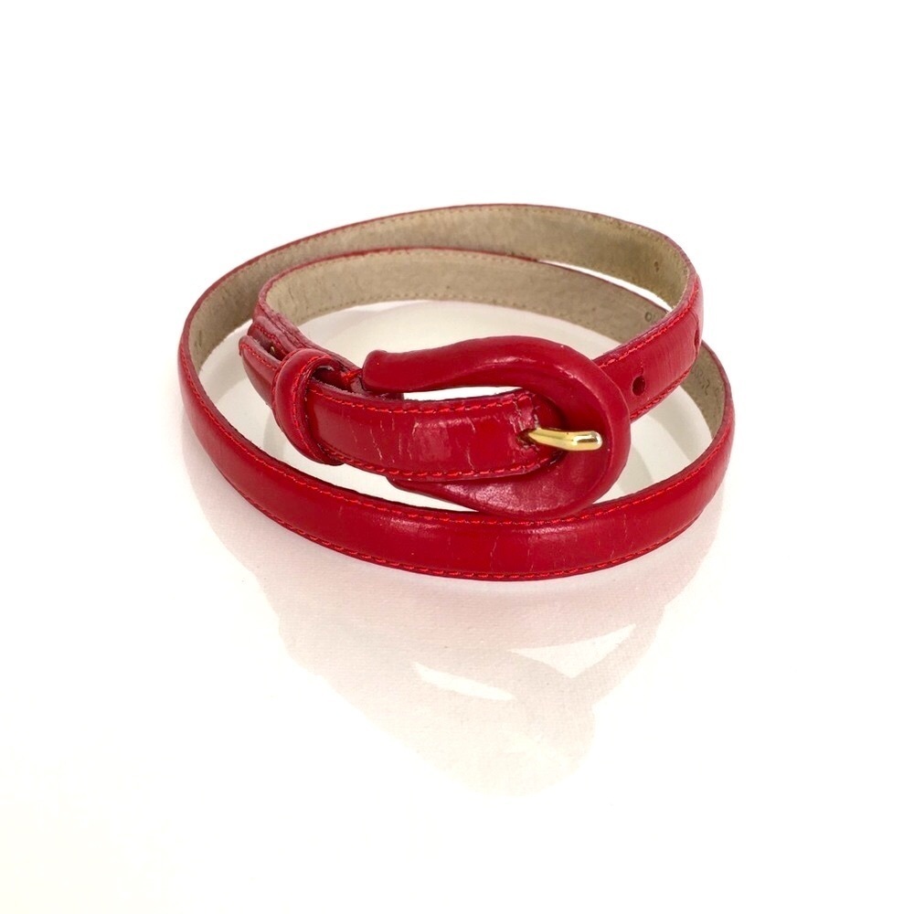 Vintage Liz Claiborne Thin Leather Belt Red VTG 80’s 90”s Women’s Size Small